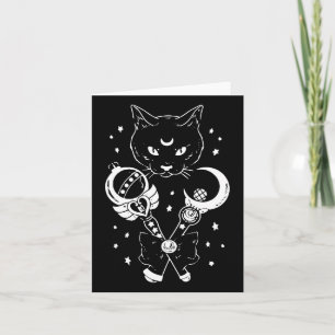 Sailor Meow Cute Moon Cat Space Magic Gothic Hallo Card