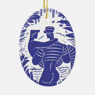 Sailor n merman ceramic tree decoration