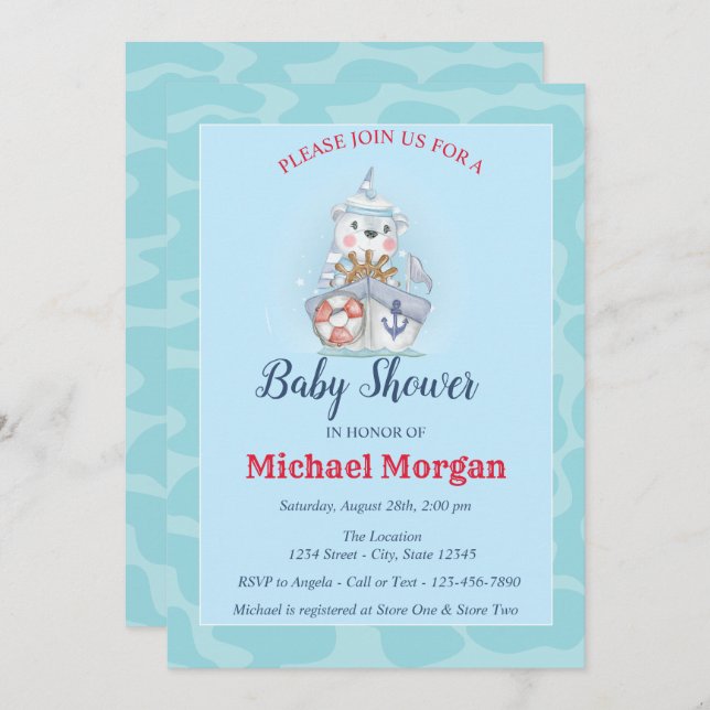 Sailor,Sea,Ahoy It's a BOY Baby Shower Invitation (Front/Back)