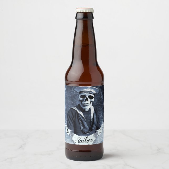 Sailor skull beer bottle label (Front)