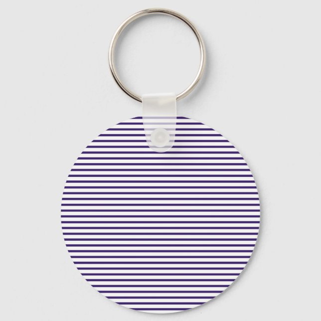 Sailor Stripes - Navy Blue and White Key Ring (Front)