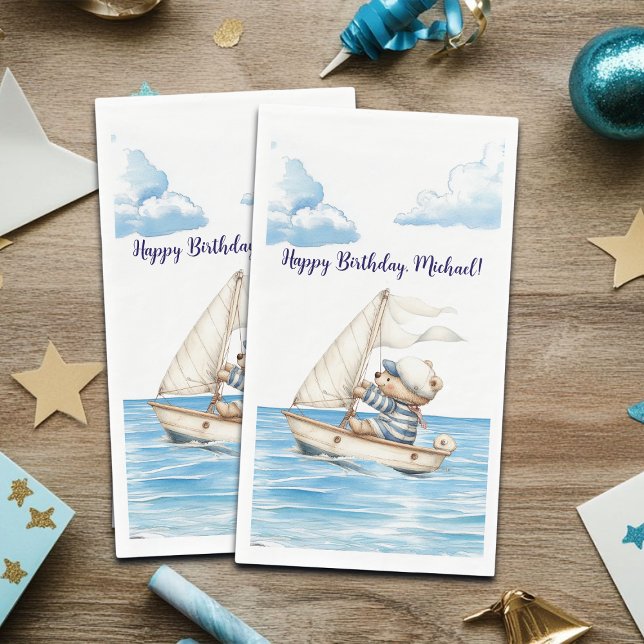 Sailor Teddy Bear Birthday Napkin (Creator Uploaded)