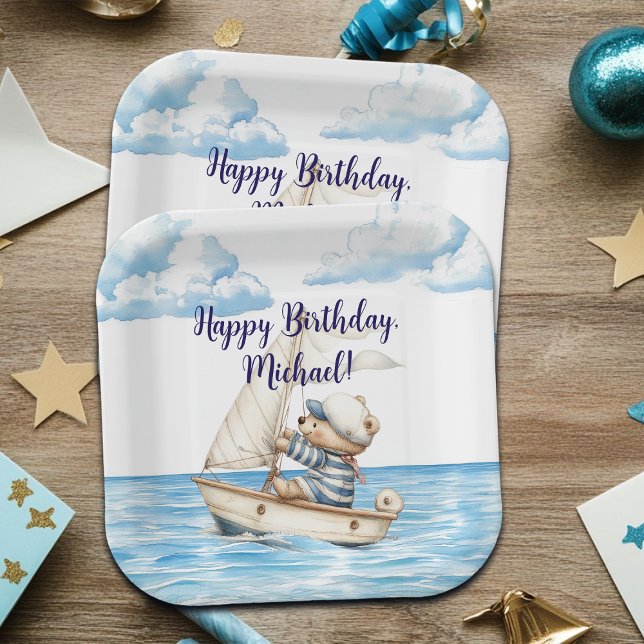 Sailor Teddy Bear Birthday Party Paper Plate (Creator Uploaded)