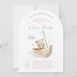Sailor Teddy Bear We Can Bearly Wait Baby Shower Invitation