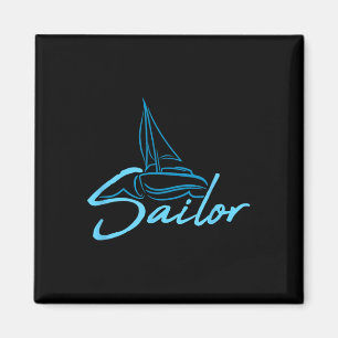 Sailor Text Logo Sail Crew Fun Ship Boat Symbol Te Magnet