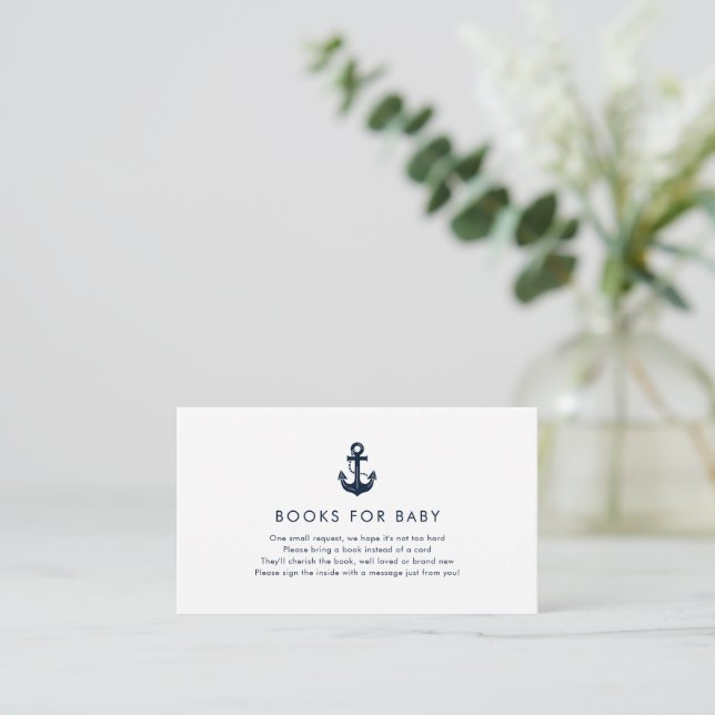 Sailor Theme Book Request Custom Anchor Shower Enclosure Card (Standing Front)