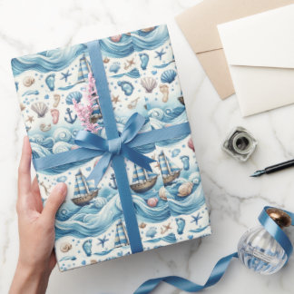 Sailor Themed Baby Boy Wrapping Paper