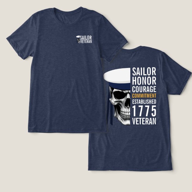 Sailor Veteran Honour Courage Commitment  Tri-Blend Shirt (Design Front & Back)