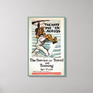 Sailor Wading As He Carries A Soldier On Shoulder Canvas Print