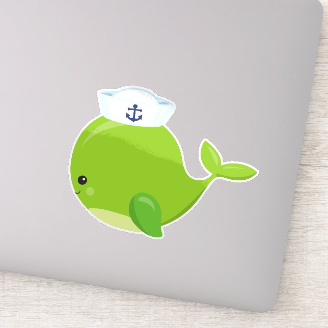 Sailor Whale, Cute Whale, Baby Whale, Green Whale  (Detail)