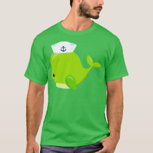 Sailor Whale Cute Whale Baby Whale Green Whale T-Shirt