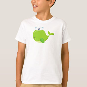 Sailor Whale, Cute Whale, Baby Whale, Green Whale T-Shirt