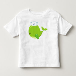 Sailor Whale, Cute Whale, Baby Whale, Green Whale  Toddler T-Shirt