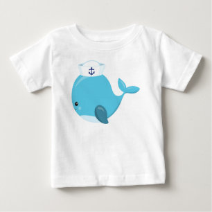 Sailor Whale, Cute Whale, Little Whale, Blue Whale Baby T-Shirt