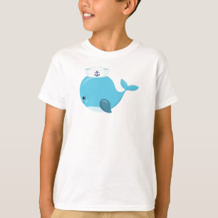 Sailor Whale, Cute Whale, Little Whale, Blue Whale T-Shirt
