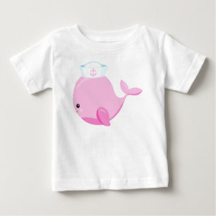 Sailor Whale, Cute Whale, Little Whale, Pink Whale Baby T-Shirt