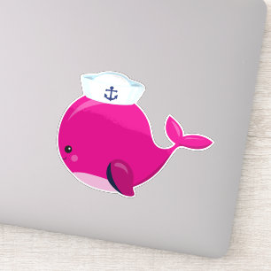 Sailor Whale, Little Whale, Cute Whale, Pink Whale