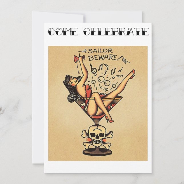 Sailors Beware! Bachelorette Party Invitation (Front)