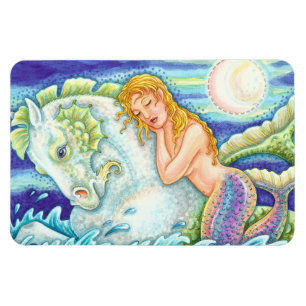 SAILOR'S FANTASY MERMAID RIDING MERHORSE, SEAHORSE MAGNET