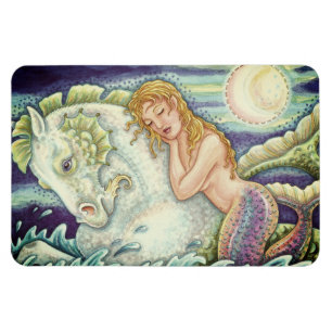 SAILOR'S FANTASY MERMAID RIDING MERHORSE, SEAHORSE MAGNET