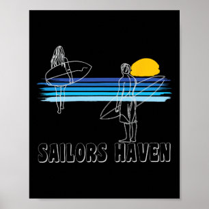 Sailors Haven Surfing Beach Surf Guy Girl Poster