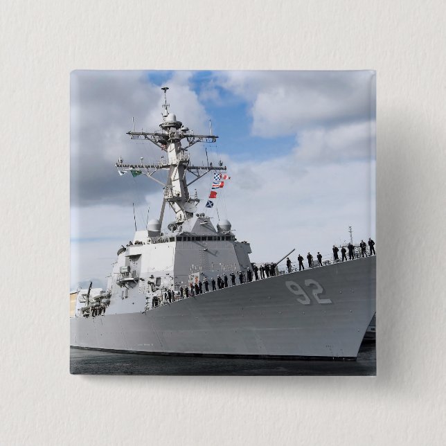 Sailors man the rails 15 cm square badge (Front)