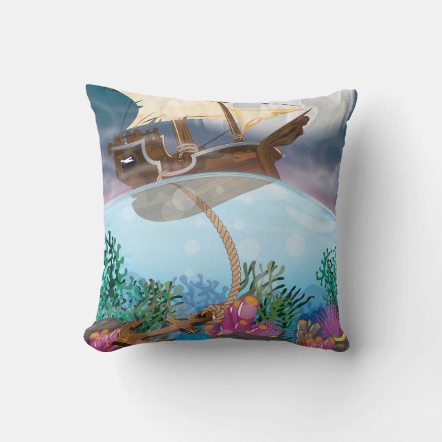 Sails ship dropping anchor cushion (Front)