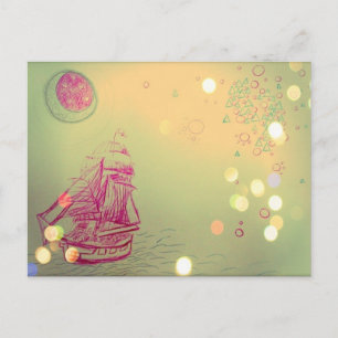 Sailship Under Circular Skies Postcard