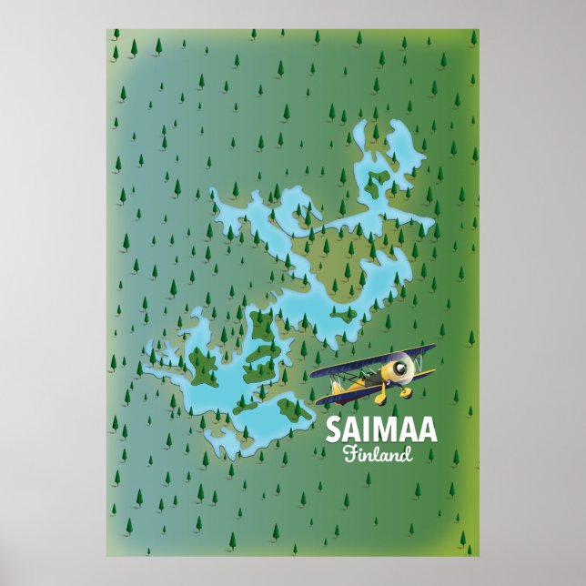 Saimaa Lake Finland map Poster (Front)