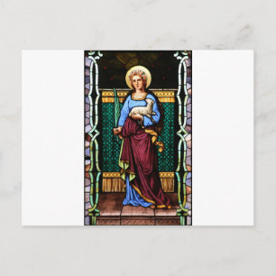 Saint Agnes (Agnes of Rome) - Stained Glass Art Postcard