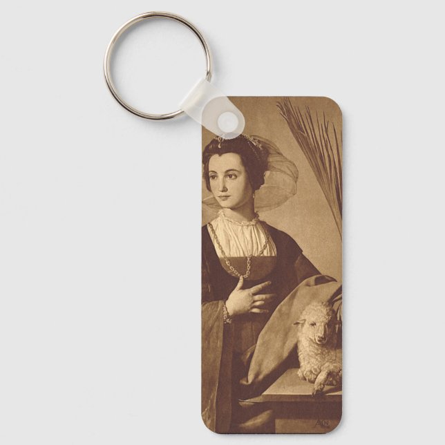Saint Agnes by Alonso Cano Key Ring (Front)