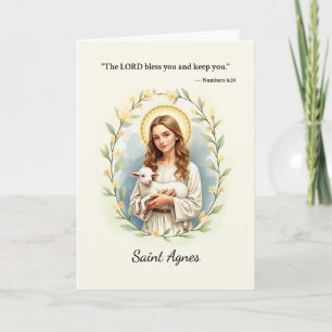 Saint Agnes God’s Peace with Scripture Watercolor Card