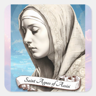 Saint Agnes of Assisi Sister of St Clare Square Sticker
