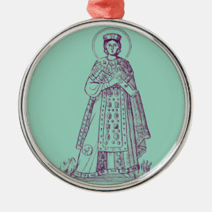 Saint Agnes of Rome greek mosaic Metal Tree Decoration