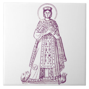 Saint Agnes of Rome greek mosaic Tile