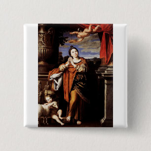 Saint Agnes Roman Martyr by Domenico Zampieri 15 Cm Square Badge