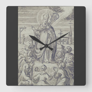 Saint Amand bishop of Tongeren-Maastricht Square Wall Clock