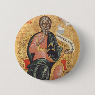 Saint Andrew the Apostle Orthodox icon 6 Cm Round Badge