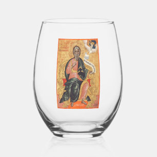 Saint Andrew the Apostle Orthodox icon Stemless Wine Glass