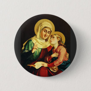 Saint Ann and Virgin Mary 6 Cm Round Badge