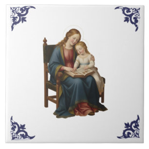 Saint Anne Teaching Mary Religious Tile