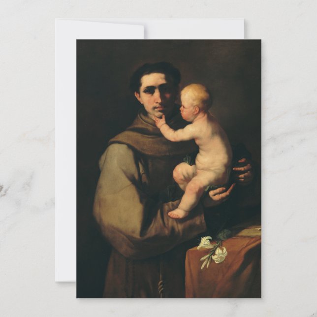 Saint Anthony of Padua by Luca Giordano Holiday Card (Front)