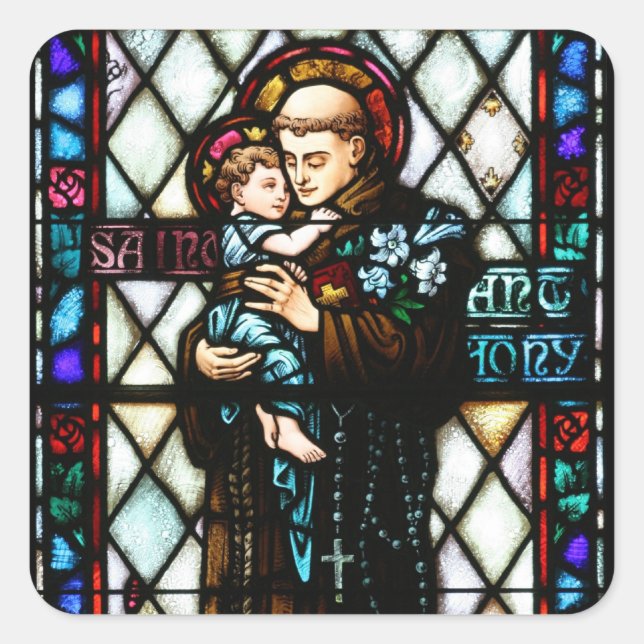 Saint Anthony of Padua Holding a Child Square Sticker (Front)