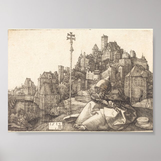 Saint Anthony Reading (Albrecht Durer 1519) Poster (Front)