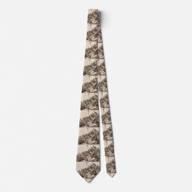 Saint Anthony Reading Albrecht Dürer Fine Art Tie (Front)