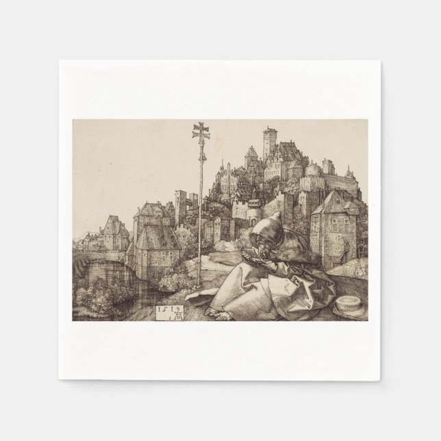 Saint Anthony Reading by Albrecht Durer Napkin (Front)