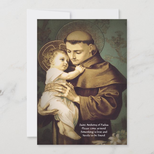 Saint Anthony Restoration Prayer of Lost Items Holiday Card (Front)