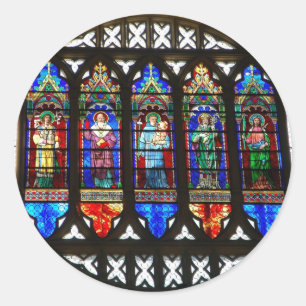 Saint Anthony stained glass windows Classic Round Sticker