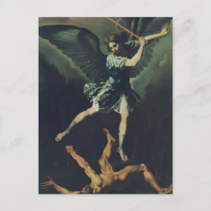Saint Archangel Michael defeats the devil Postcard