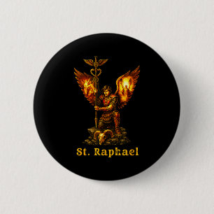 Saint Archangel Raphael Christian Art Faith 6 Cm Round Badge